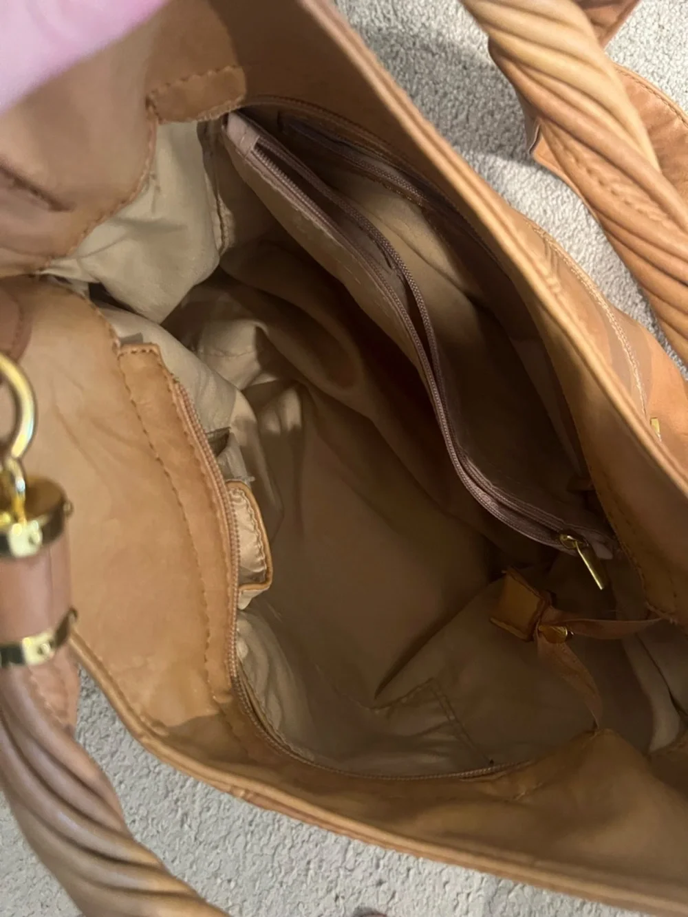 MICHAEL Michael Kors Tan Leather Shoulder Hobo with Braided Handles - Picture 5 of 7